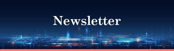 the word Newsletter on a blue futuristic background